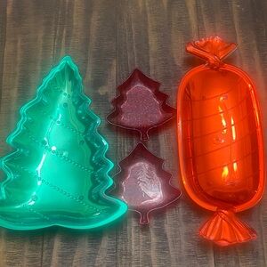 Festive Holiday Tree and Candy Dishes Set
